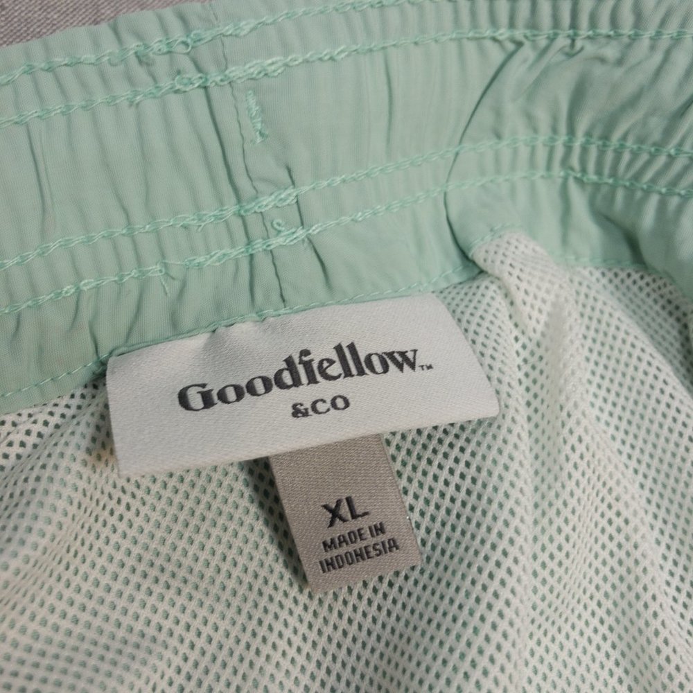 6" Solid Pale Mint Green Nylon Swim Trunks XL - Picture 5 of 7